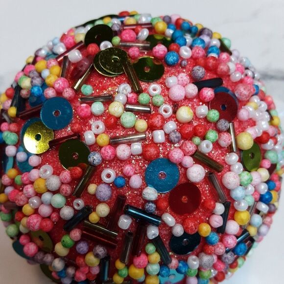 Tree Ornaments Rainbow "Candy" Sprinkles 3.5" Ribbon Hangers Set of… - Picture 2 of 3